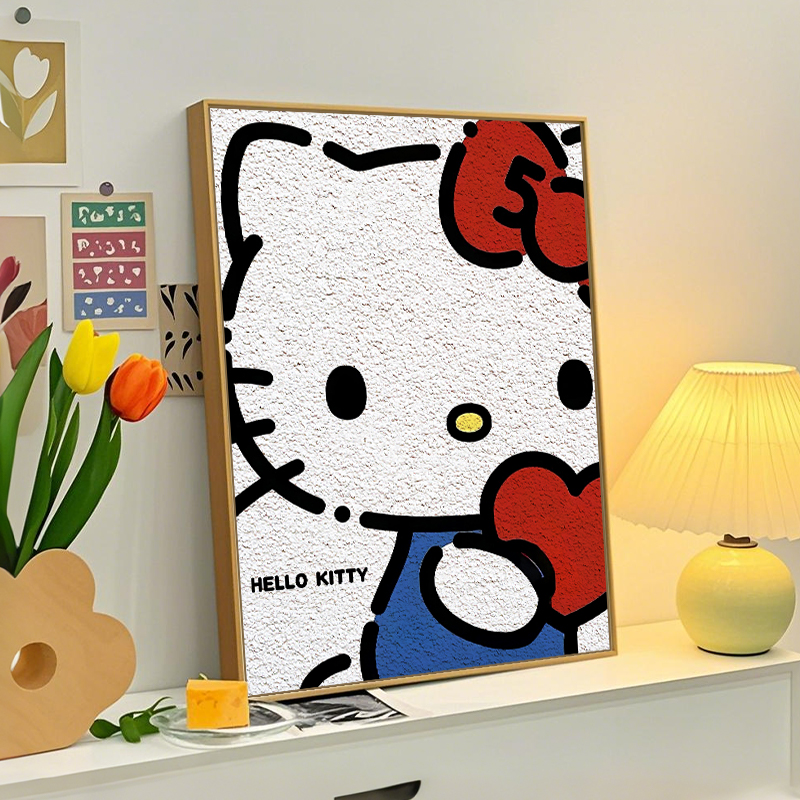 hellokitty肌理画卡通装饰画挂画