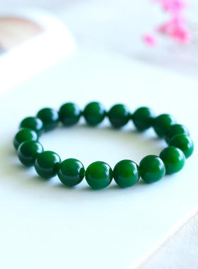 和田玉手链手串高品质正阳绿碧玉女款油脂感强12mm2天鉴赏带证书