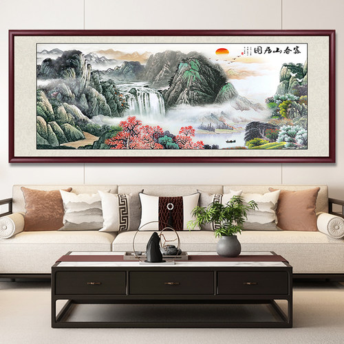 新中式国画客厅挂画山水画风景