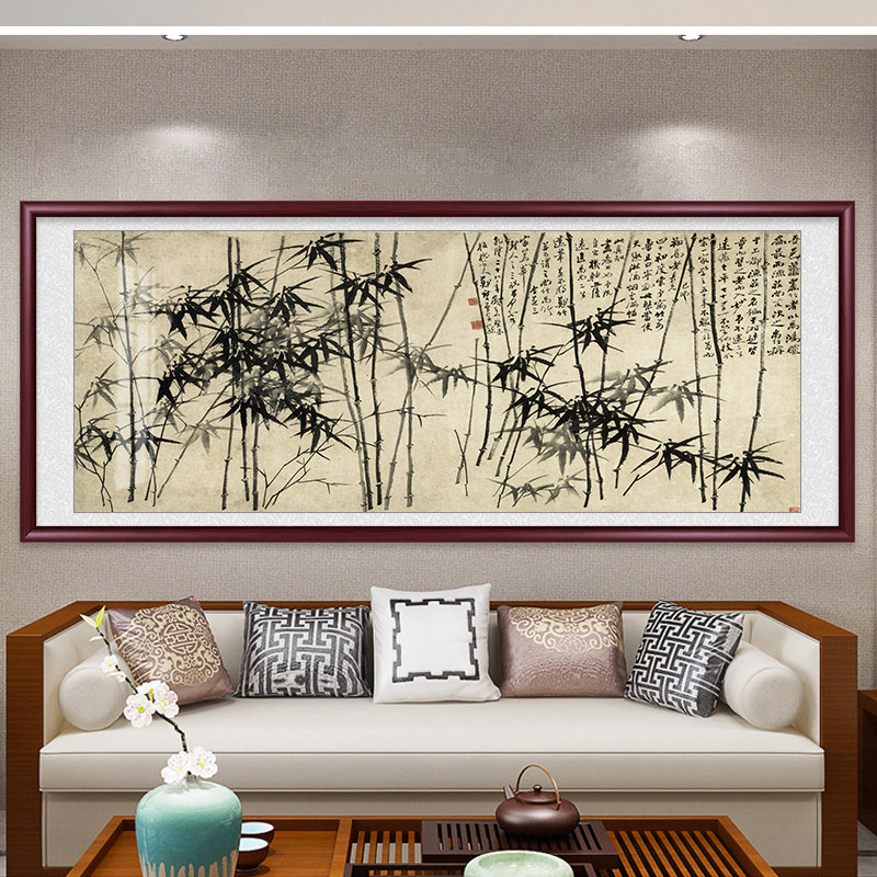 郑板桥竹子挂画水墨名画客厅背景墙装饰画中式办公室书房禅意国画