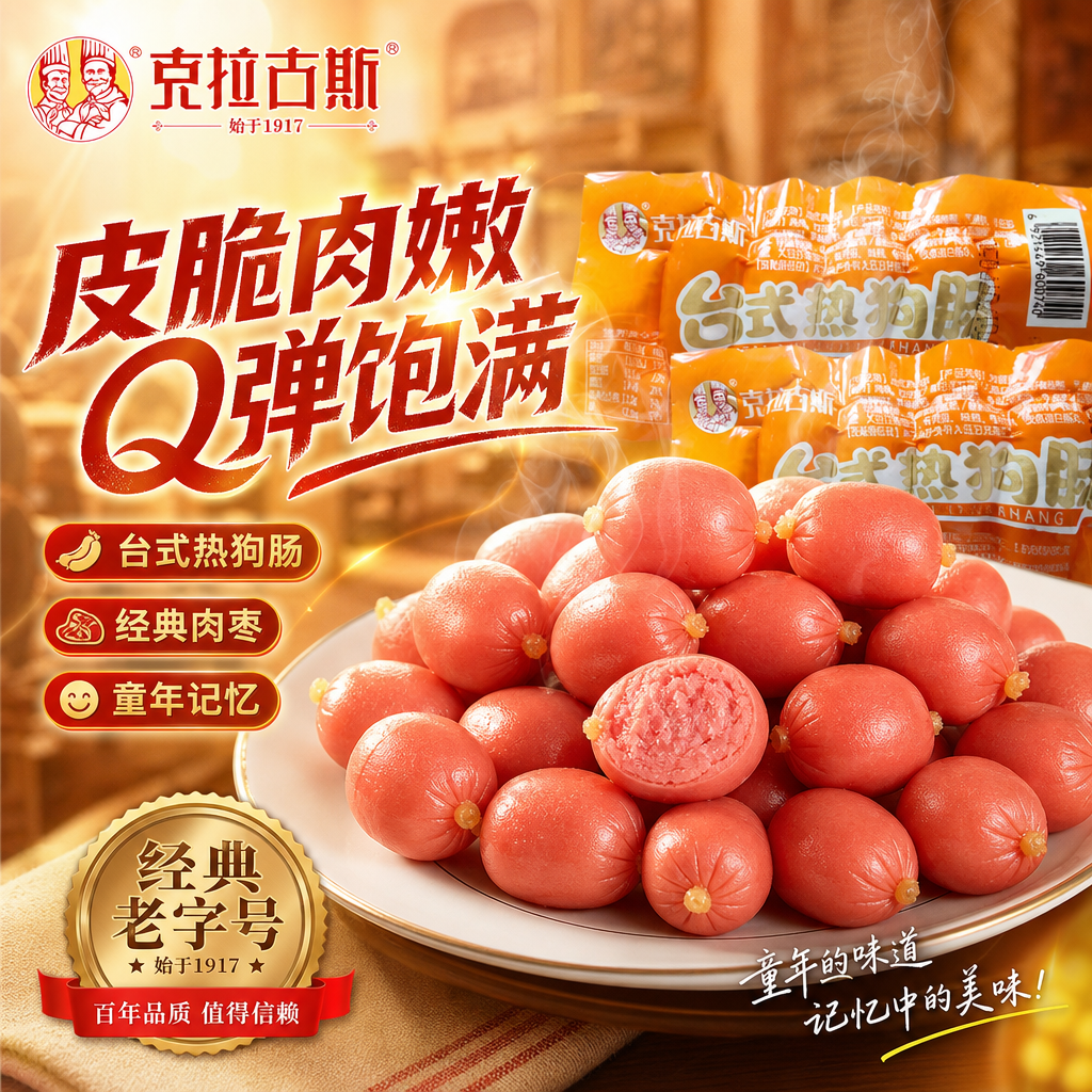 克拉古斯台式肉枣肠100粒拇指鸡肉小香肠抗饿解馋即食休闲零食品