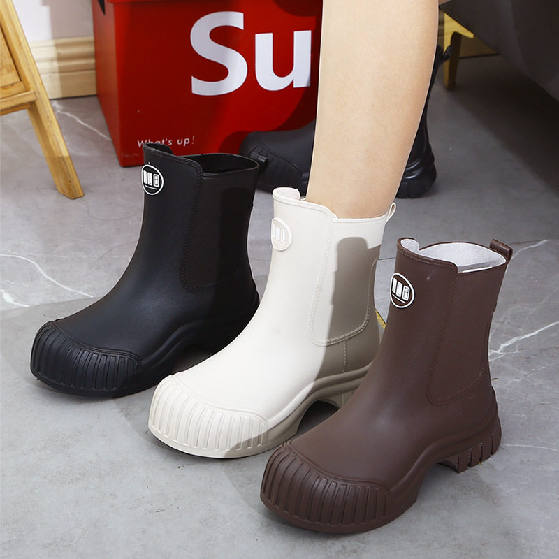 新款时尚女士雨鞋外穿百搭中筒厚底胶鞋防水防滑成人雨靴户外水鞋