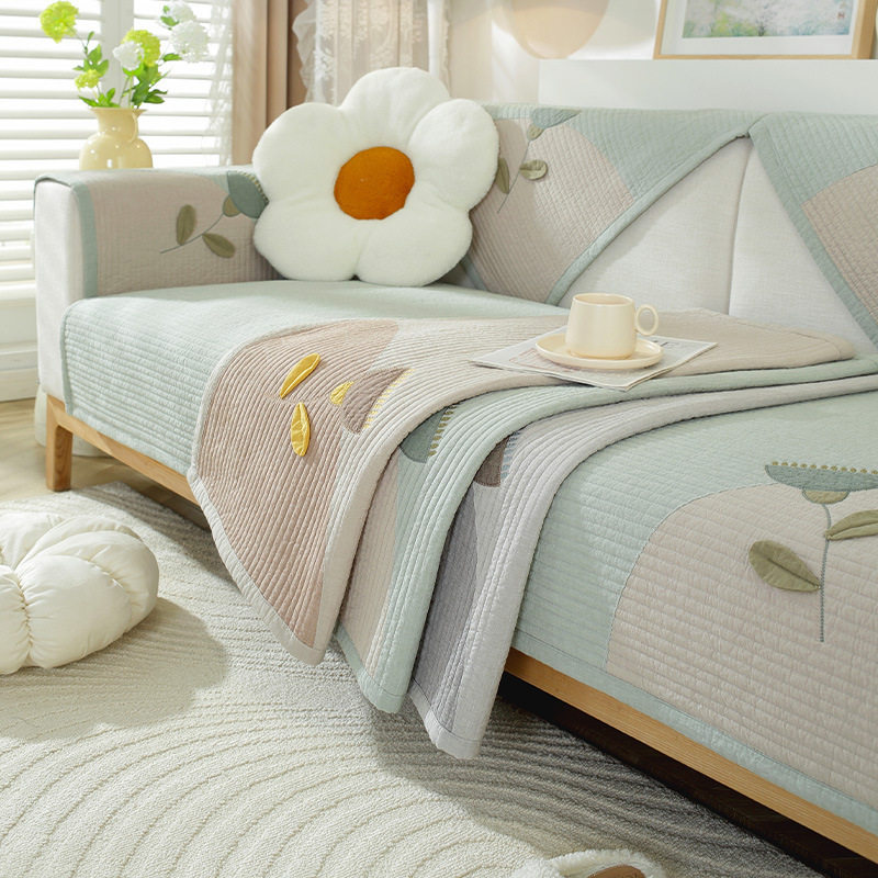 小清新纯棉沙发垫四季通用高档防滑坐垫子简约全棉沙发罩盖布巾