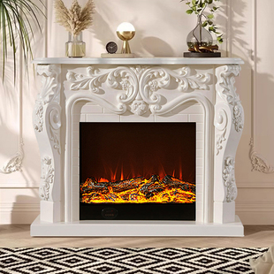 金莱优家仿真火电子壁炉架法式雕花壁炉柜欧式壁炉装饰柜客厅家用