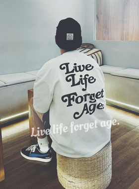 live life forget age 270g新疆长绒棉LLFA主题印花宽松短袖TEE