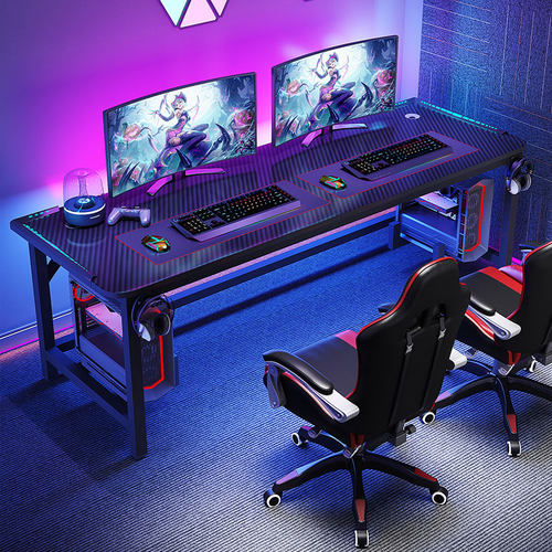 碳纤维双人电脑桌免费送主机挂架