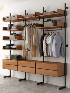 开放式金属衣柜落地衣帽间铁艺置物架上墙挂衣架卧室步入式衣帽架