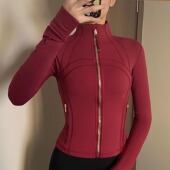 luludarling瑜伽服短外套女拉链修身 长袖 显瘦运动健身上衣跑步