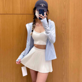 luludarling女士风琴褶Varsity 高腰网球裙速干芯吸百褶短裙户外