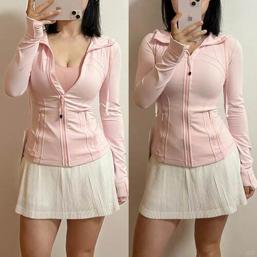 luludarling连帽防晒上衣外套女Def瑜伽服外套长袖运动健身女