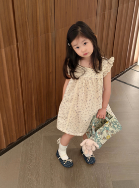 Millie Baby｜独家限量！2026新款女童衬衫儿童木耳边碎花连衣裙