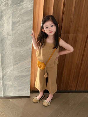 Millie Baby｜女童镂空针织套装薄款凉快镂空背心长裤套装