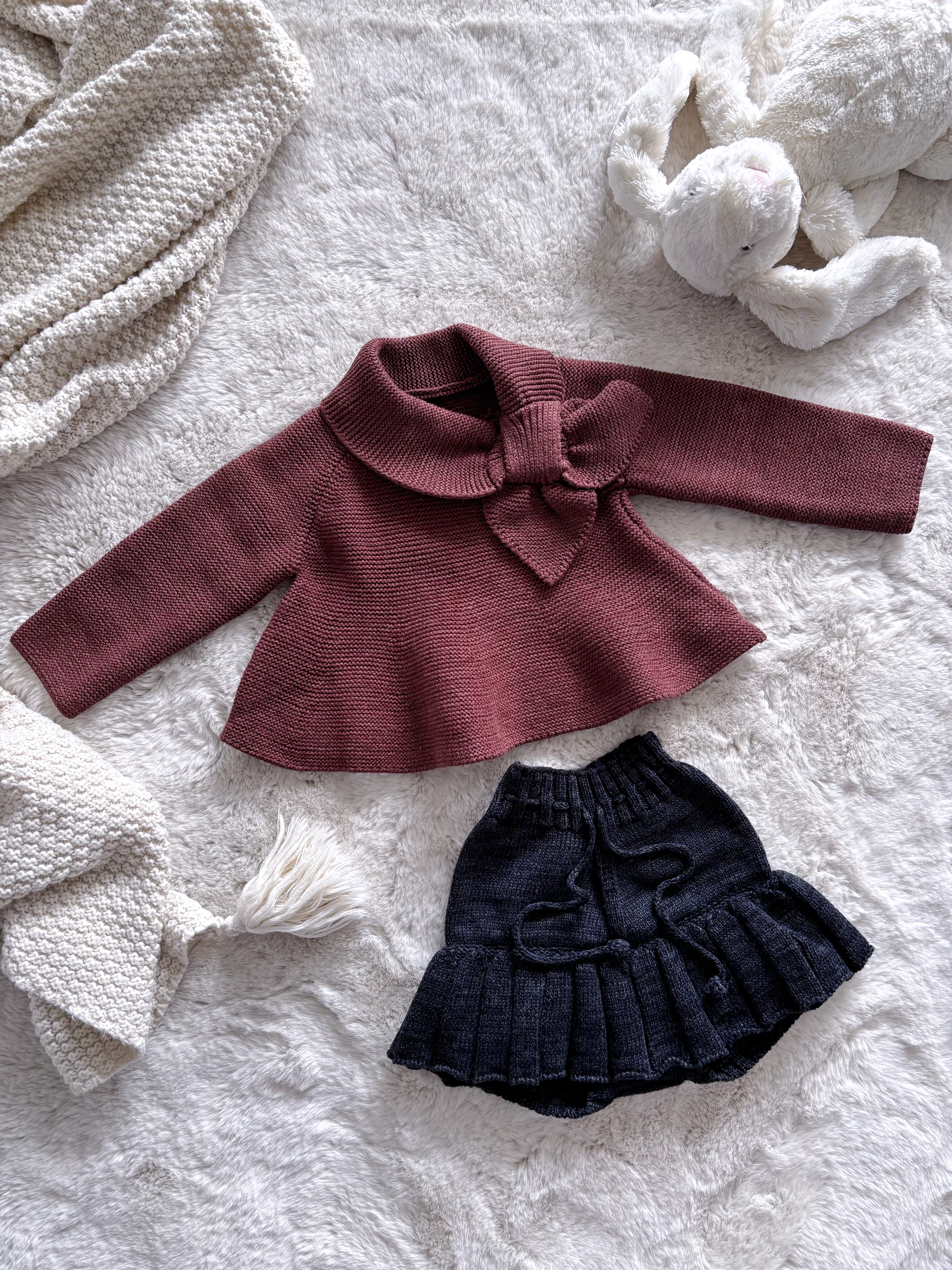 Millie Baby｜小众MP2025新品蝴蝶结毛衣喇叭针织衫套装