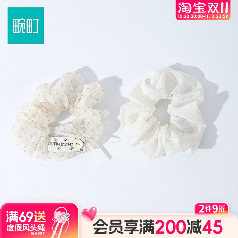 畹町甜美薄纱布标蝴蝶结发圈巨好看头花女高级感洋气时尚头绳发饰