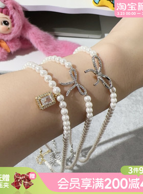 畹町蝴蝶结珍珠项链配裙子爆款锁骨链轻奢小众设计颈链配饰礼服女