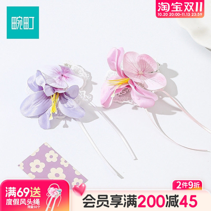 畹町海边度假风花朵飘带发夹侧边刘海夹碎发小夹子发卡子头饰