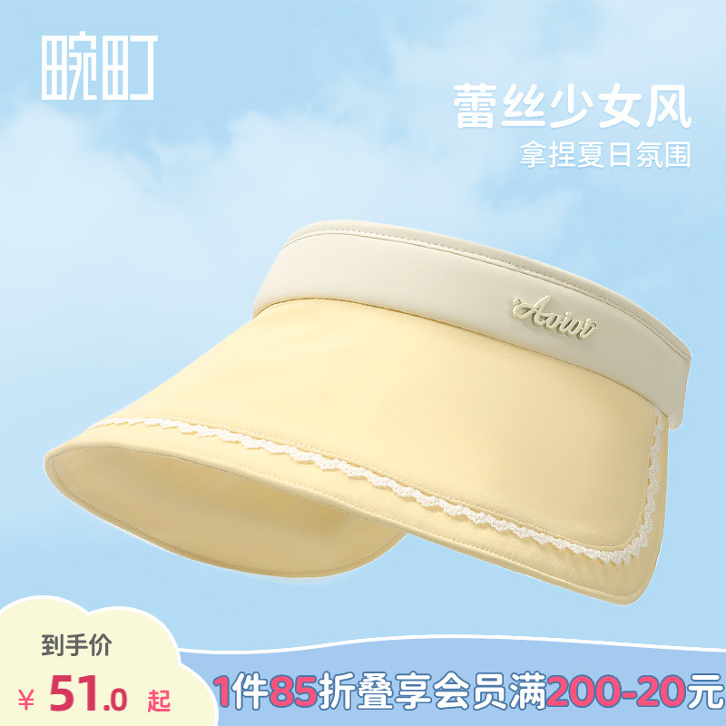 畹町蕾丝樱桃少女风遮阳空顶帽