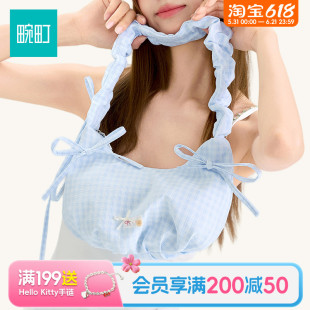 畹町烂漫田园系列碎花褶皱包少女芭蕾风手提单肩包蝴蝶结腋下包包