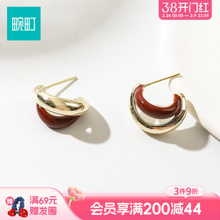 畹町简约双层耳扣耳圈轻奢高级感气质大气耳环耳饰