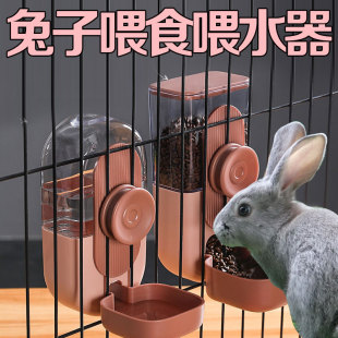 兔子自动喂 食器侏儒垂耳兔兔防浪费食盆宠物喂吃草喂粮食槽饮水