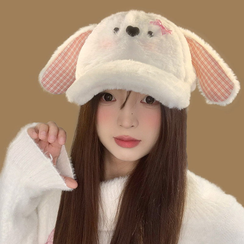 可爱兔耳朵毛绒棒球帽女秋冬季2025新款卡通帽子保暖显脸小鸭舌帽,服饰配件/皮带/帽子/围巾,帽子,淘宝优惠券,粉丝福利购,淘宝优惠卷