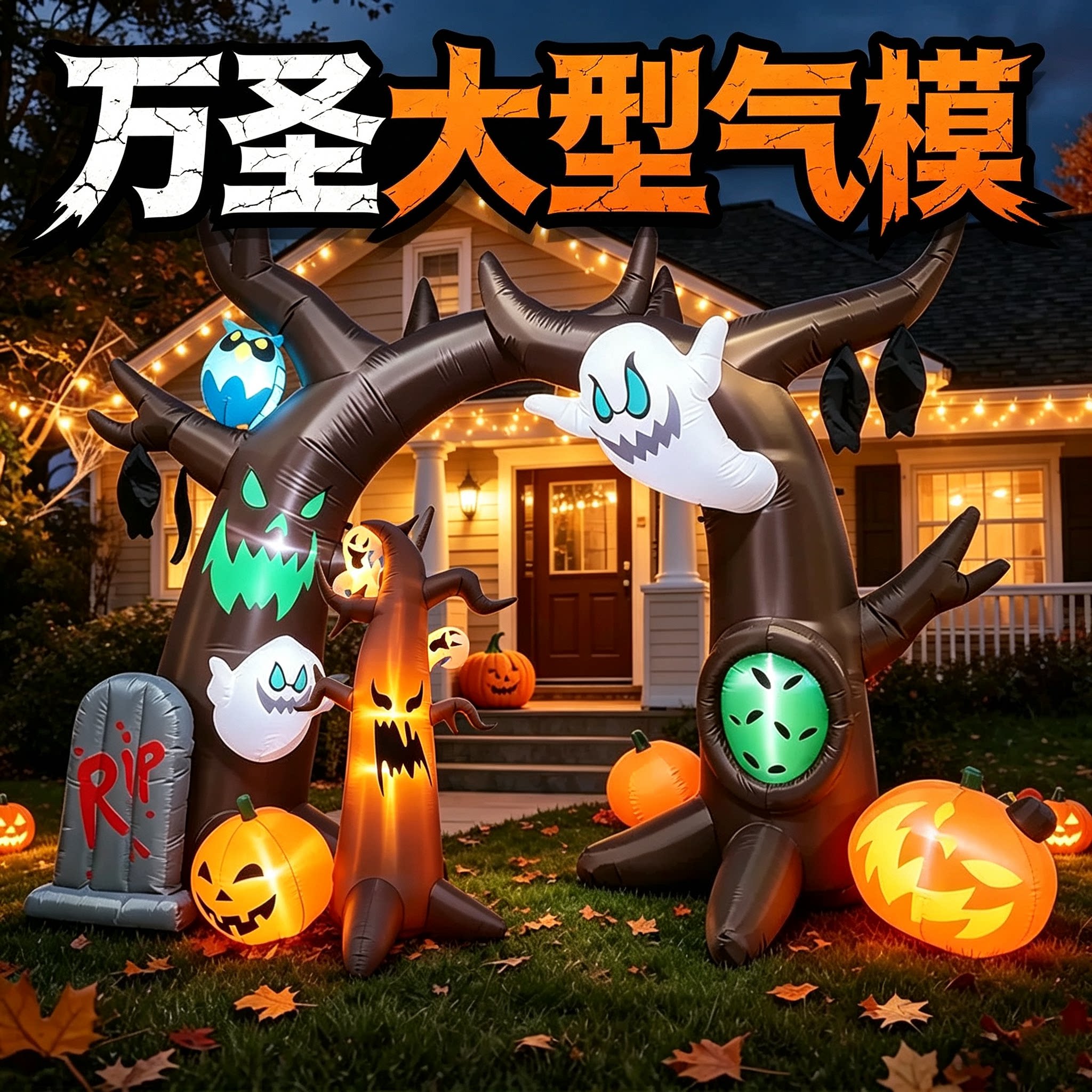 万圣节大型充气气模发光气球摆件