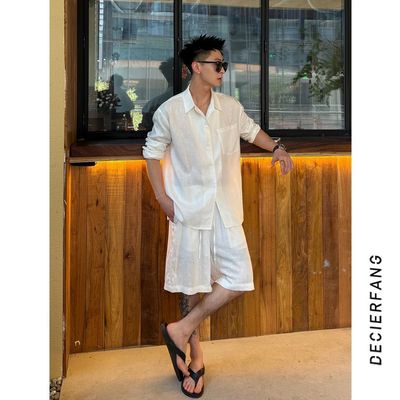 【小雨爱穿搭】夏季松弛感老钱风慵懒长袖衬衫五分裤休闲套装现货