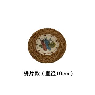 壺承盤(pán)臺(tái)養(yǎng)壺墊紫砂壺托盤(pán)潮汕功夫茶具老碗儲(chǔ)水青花藤編