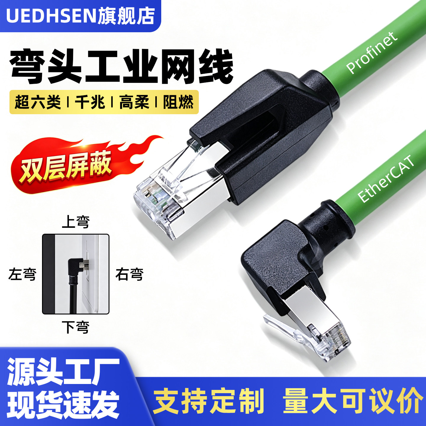 超六类弯头千兆高柔Profinet网线图片