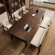 南美胡桃木双层书桌收纳置物一体实木大板桌客厅家用工作台学习桌