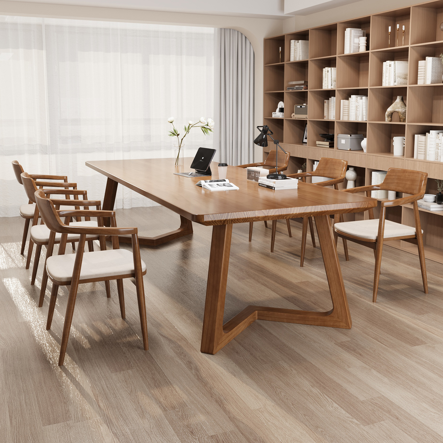 去客厅化一体大板书桌