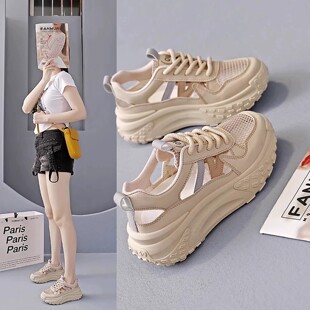 运动鞋女2026夏季薄款镂空软底网鞋女透气网面轻便老爹鞋