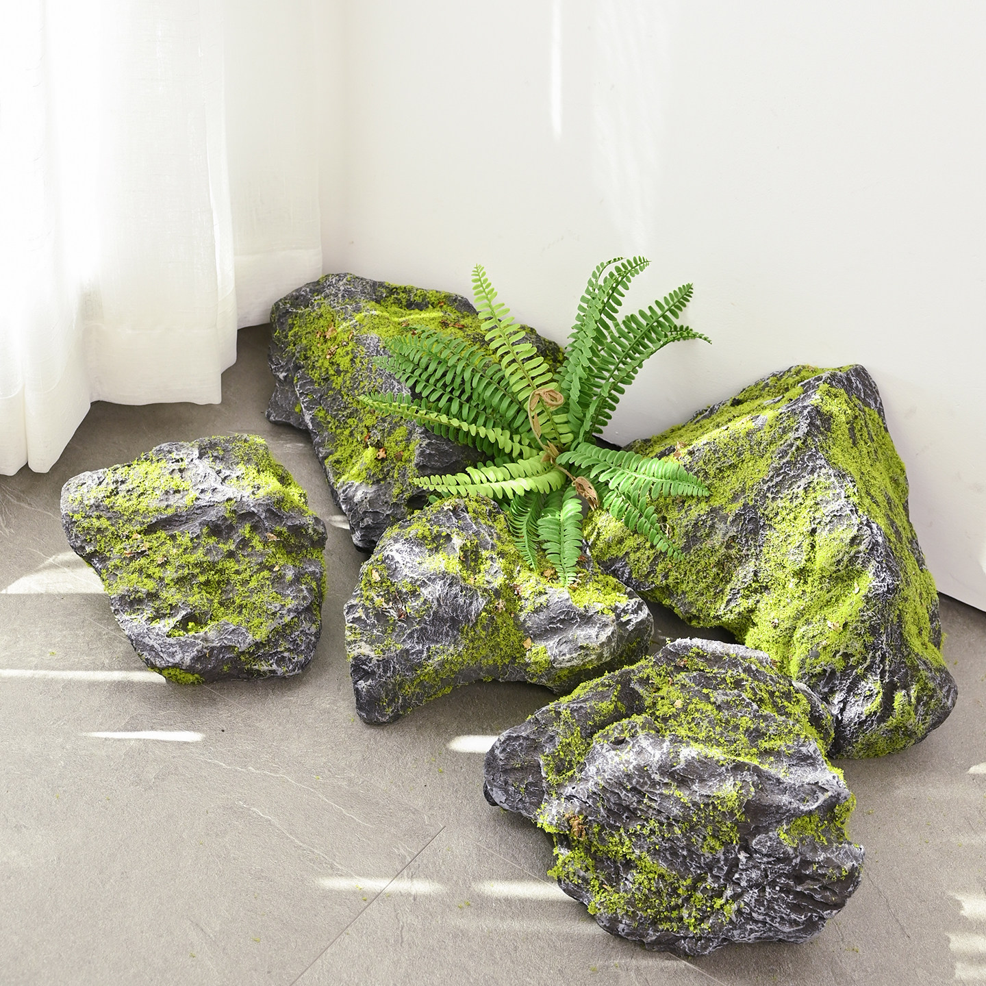 仿真石头森林造景苔藓泡沫假石头室内假山庭院青苔仿生石头工艺品