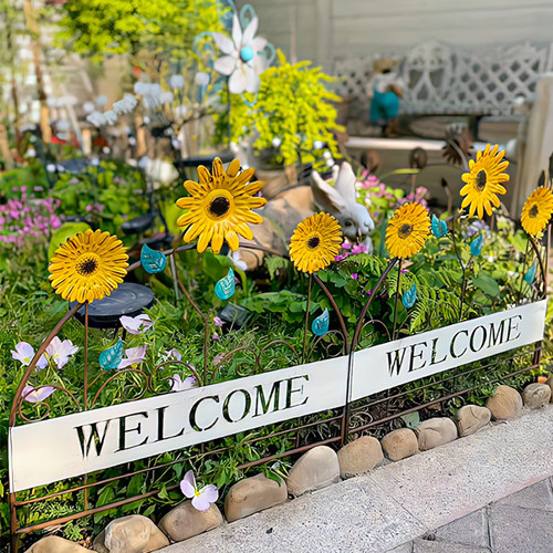 向日葵铁艺围栏户外花园花插装饰