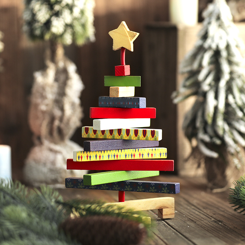木质小圣诞树摆件圣诞节装饰品