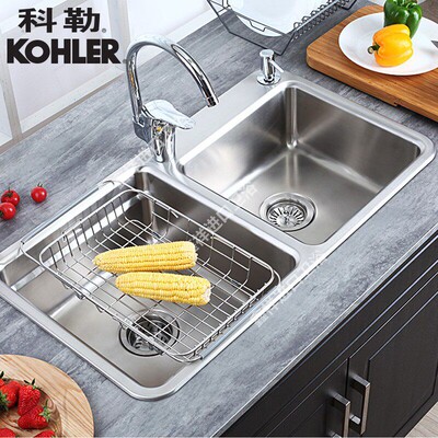 科勒 K-45811T-2RD-NA K-45811T-2FD-NA飘瑞诗台上台下大小槽厨盆
