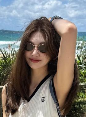 美式复古金属圆框墨镜女潮新款高级感小脸显瘦网红近视太阳眼镜男