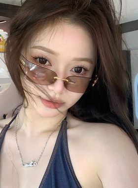 酉事无框茶色墨镜女潮网红款简约高级感防晒遮阳防紫外线太阳镜