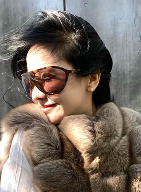 复古超大框猫眼茶色墨镜女潮方圆脸显瘦高级感网红ins时尚太阳镜