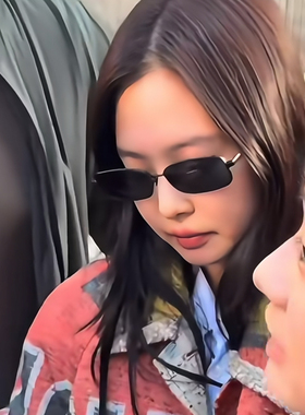 jennie同款黑色小窄框墨镜女潮y2k辣妹凹造型高级感遮阳太阳镜男