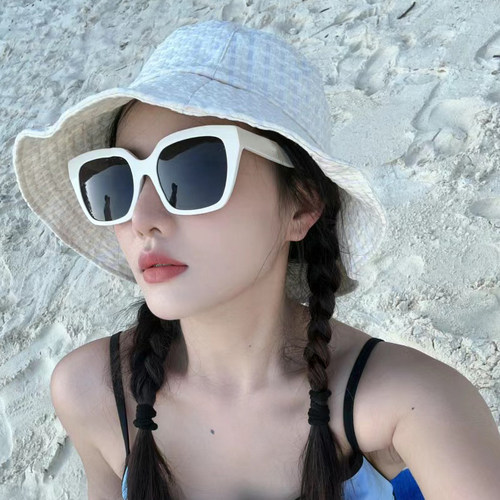 白色墨镜女潮大框网红款圆脸显瘦