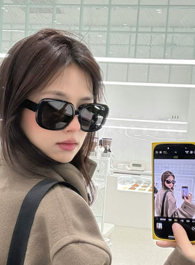 酉事简约黑色方框墨镜女潮高级感大框圆脸显瘦复古太阳镜防紫外线