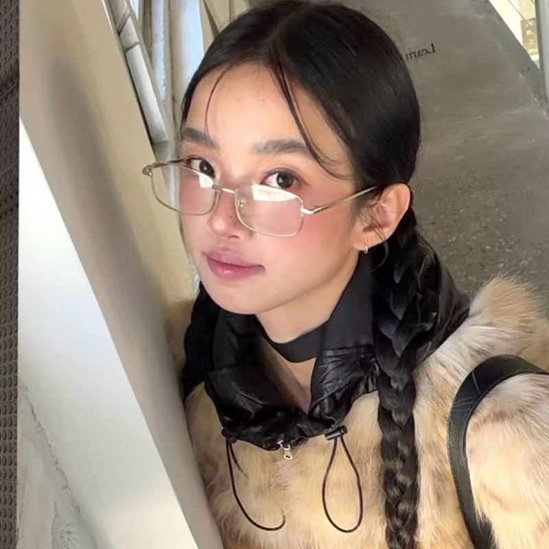 超轻长方形金属细框椭圆眼镜女复古文艺显脸小可配度数近视镜架男