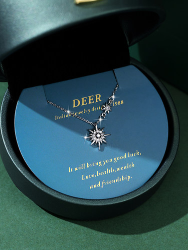 意大利DEER星辰999足银莫桑石钻纯银项链女送闺蜜朋友情人节礼物