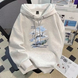 大码连帽卫衣男款2026年新款加绒加肥加大春秋季薄款宽松大码外套