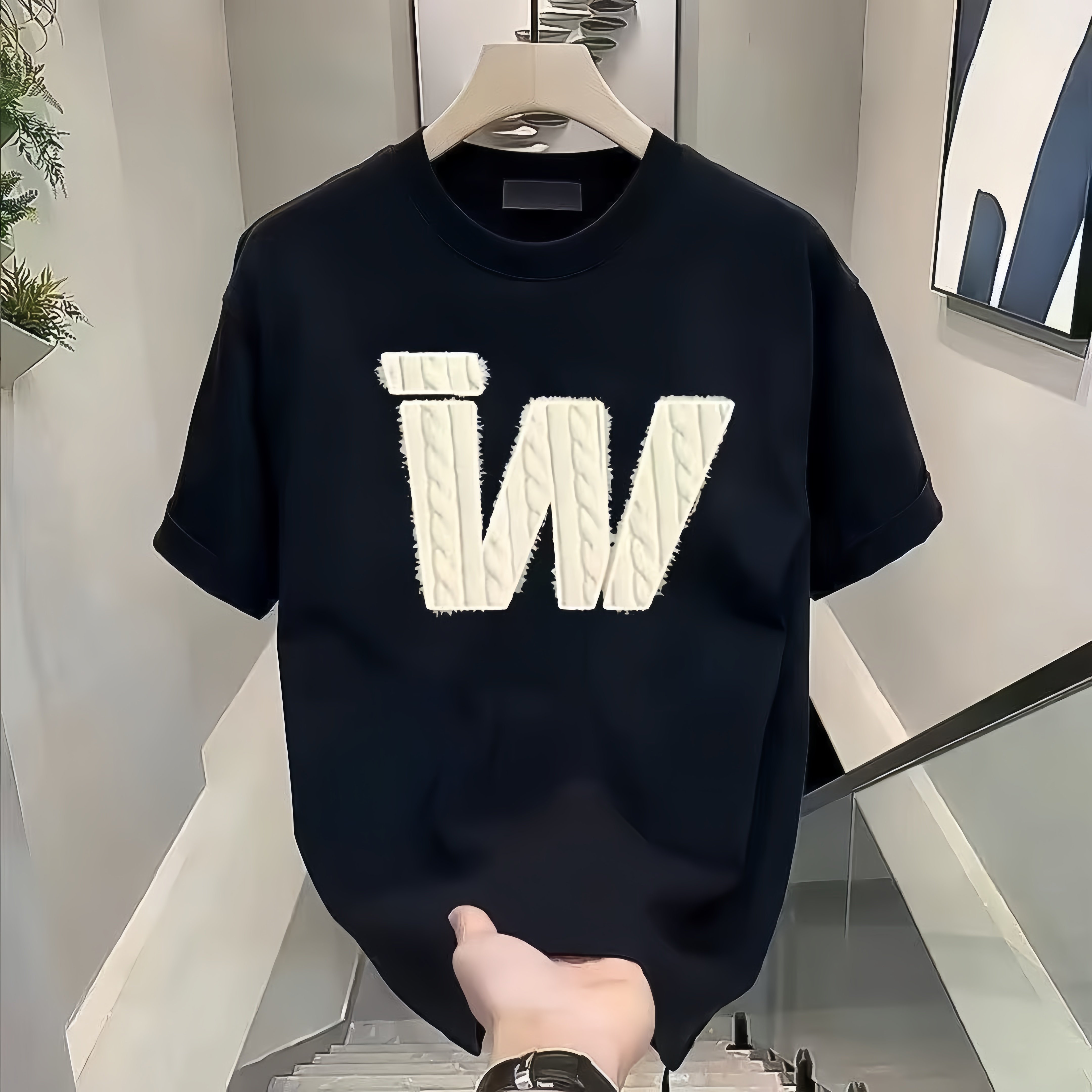 美式高街ins字母短袖T恤男夏季百搭休闲设计感情侣宽松圆领上衣服