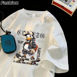 青少年潮流宽松半袖 t恤男装 上衣初高中学生圆领体恤 短袖 港风夏季