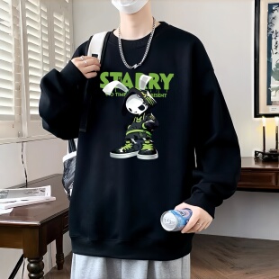 学生圆领潮流韩版 卫衣男士 薄款 外套潮 宽松长袖 上衣男装 大码 春秋季