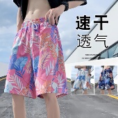 速干泳裤 薄款 潮流印花大裤 衩宽松睡裤 子 沙滩短裤 休闲五分裤 男夏季