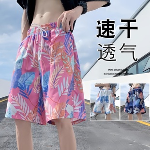 速干泳裤 薄款 潮流印花大裤 衩宽松睡裤 子 沙滩短裤 休闲五分裤 男夏季